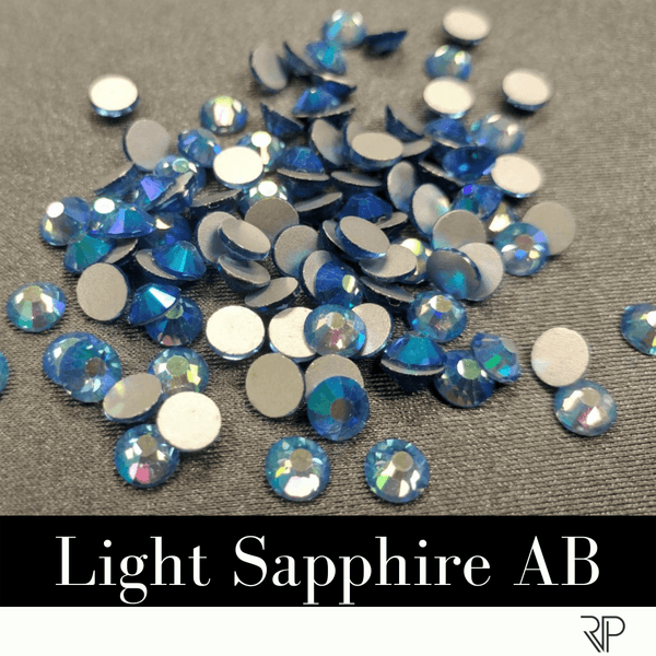 Light Sapphire / Light Sapphire AB Flat Back Rhinestones Crystals Light Blue  AB Aurora Borealis Glass Beads 2mm3mm4mm5mm6mm Mixed Sizes 